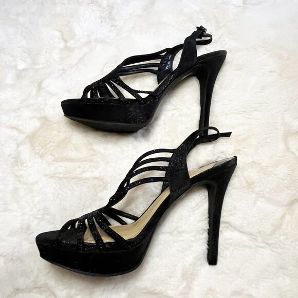 Gianni Bini Black Sparkly Embellished Formal Prom Heels Size 9 - Picture 11 of 14